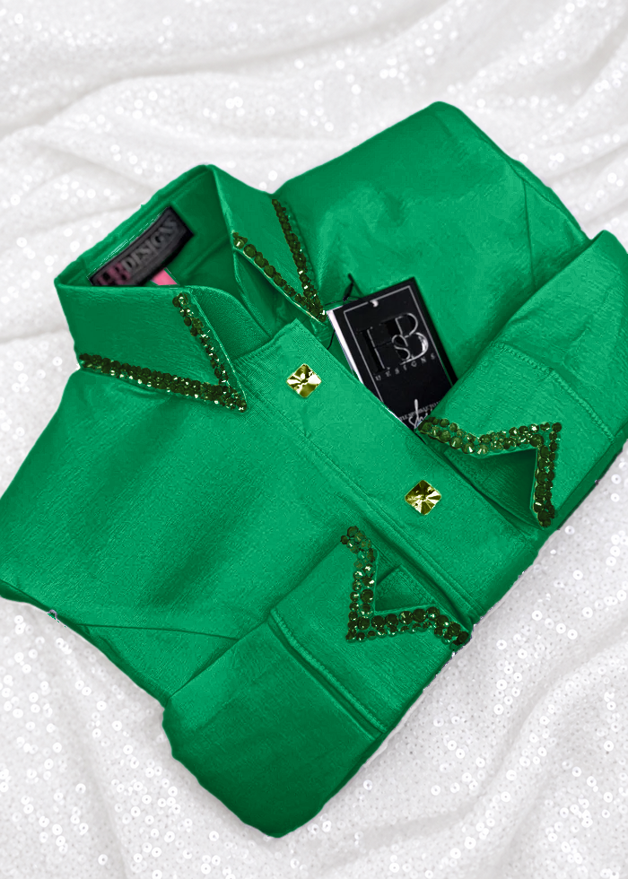 SIMPLY Kelly Green Stretch Taffeta Day Shirt 1383