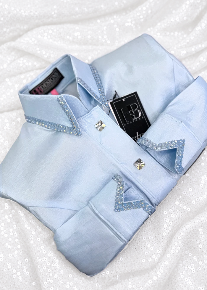 SIMPLY Icey Blue Stretch Taffeta Day Shirt 1090