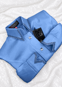 SIMPLY Periwinkle Stretch Taffeta Day Shirt 1065