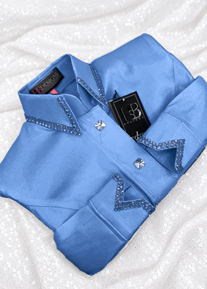 SIMPLY Periwinkle Stretch Taffeta Day Shirt 1065