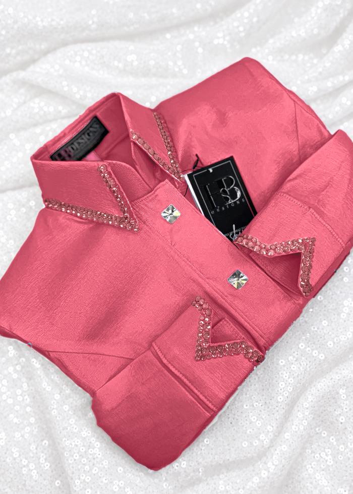 SIMPLY Pink Starburst Stretch Taffeta Day Shirt 1357