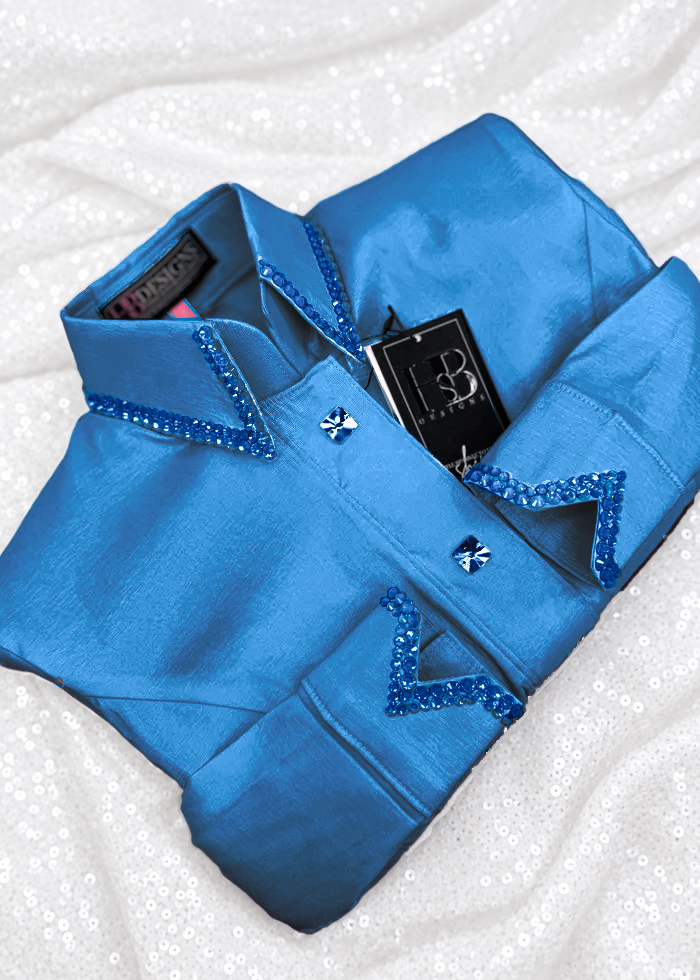 SIMPLY Rich Turquoise Stretch Taffeta Day Shirt 1063