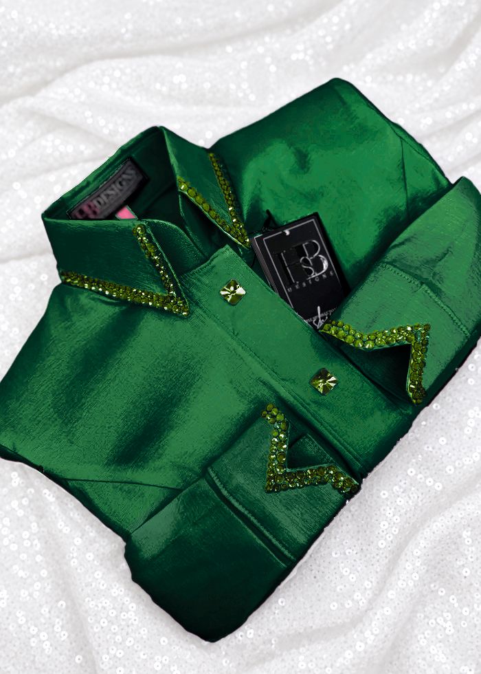 SIMPLY Bright Emerald Stretch Taffeta Day Shirt 1513