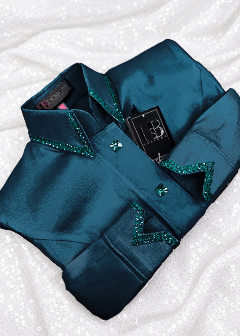 SIMPLY Dark Teal Stretch Taffeta Day Shirt 1511