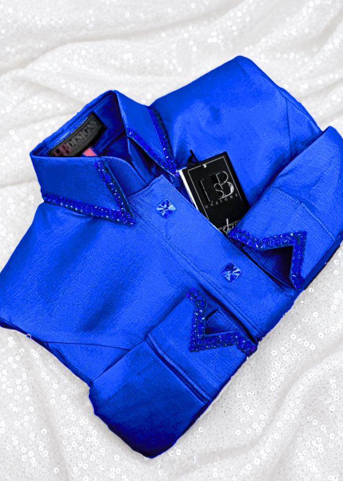 SIMPLY Royal Blue Stretch Taffeta Day Shirt 1061