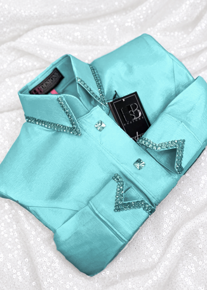 SIMPLY Tiffany Blue Stretch Taffeta Day Shirt 1507