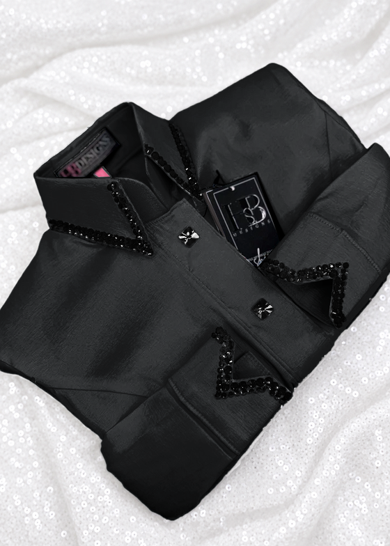 Product photo of SIMPLY Black Stretch Taffeta Day Shirt 1148 Item 1148