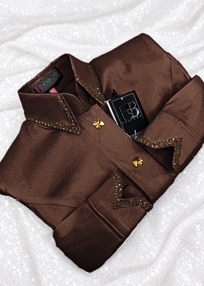SIMPLY Chocolate Brown Taffeta Day Shirt 1121