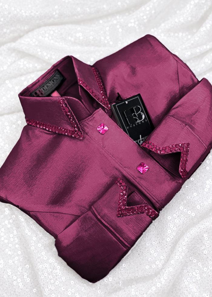 SIMPLY Dark Berry Stretch Taffeta Day Shirt 1119