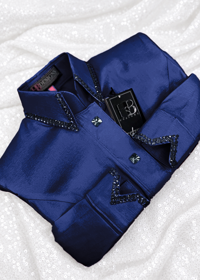 SIMPLY Deep Navy Blue Stretch Taffeta Day Shirt 1113