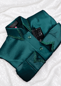 SIMPLY Emerald Stretch Taffeta Day Shirt 1108