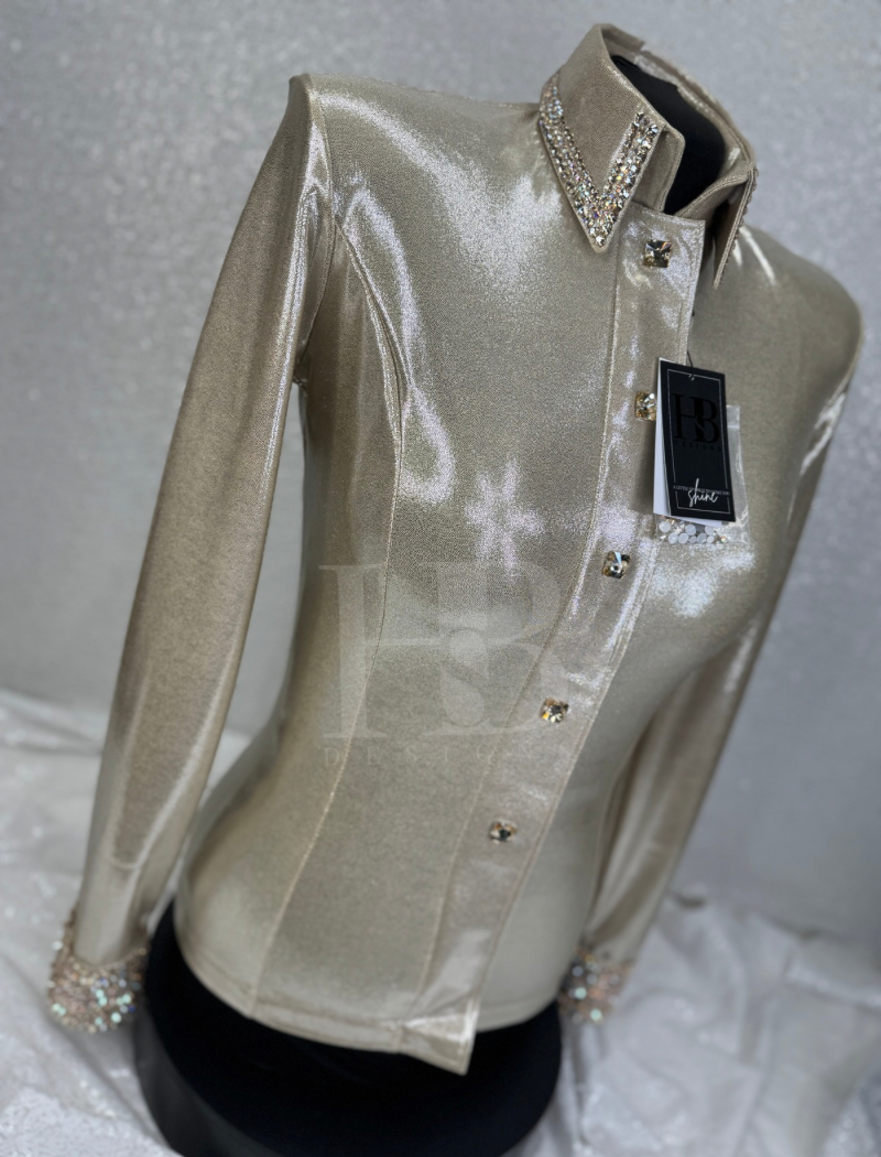 GLITZY Blonde Latte/Pale Champagne Melted Metals Stretch Day Shirt