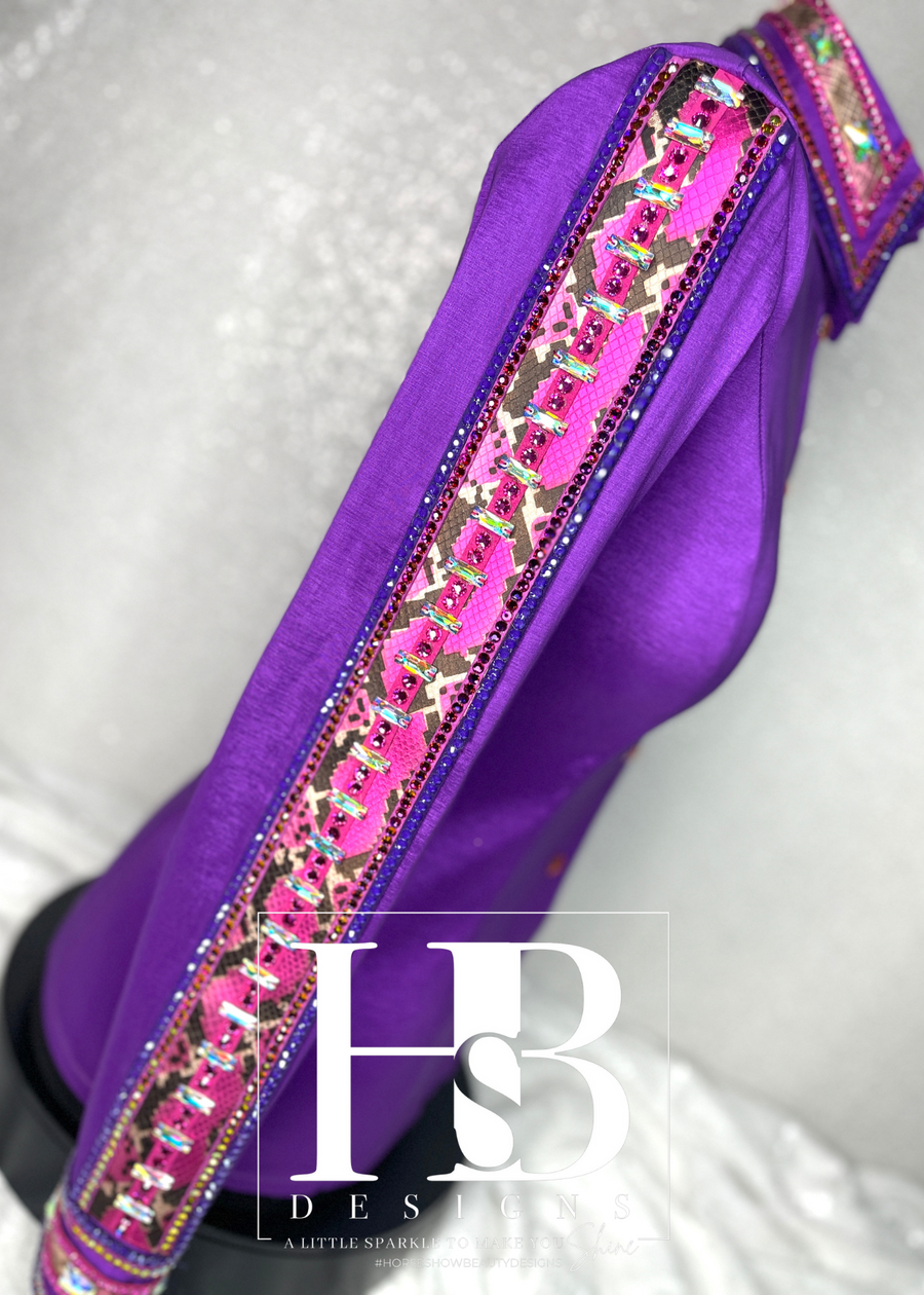 GLAM Violet Purple & Fuchsia Snakeskin Taffeta Day Shirt 1279