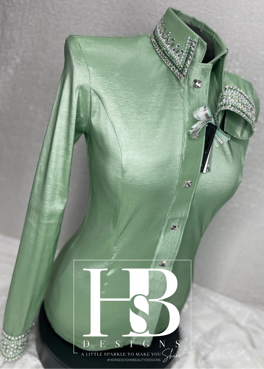 GLITZY Sage/Mint Taffeta Day Shirt 1209