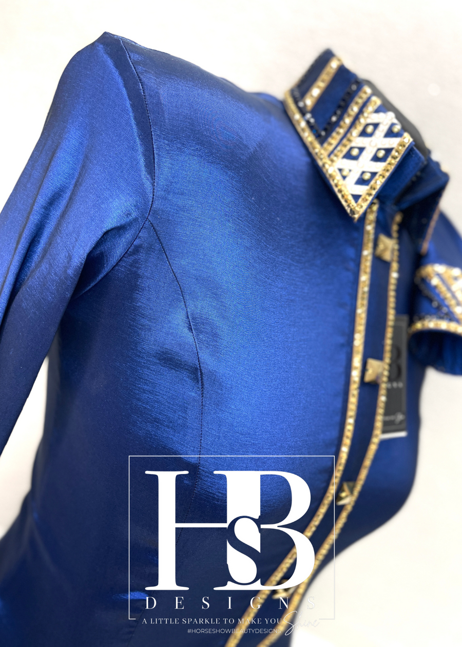 LUXE Navy, Gold & White Taffeta Day Shirt 1173