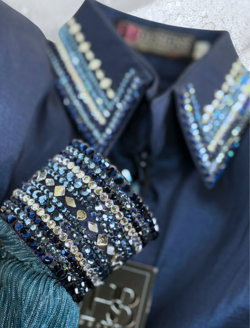 GLITZY BREEZY Dark Denim / Navy Stretch Taffeta Day Shirt