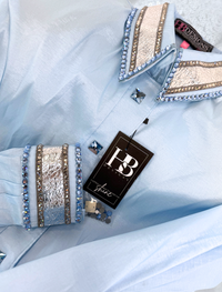 LUXE Icey Blue w/ Grey Stretch Taffeta Day Shirt