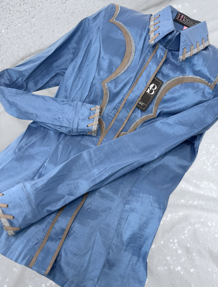 SOUTHWESTERN Denim & Taupe Stretch Taffeta Day Shirt