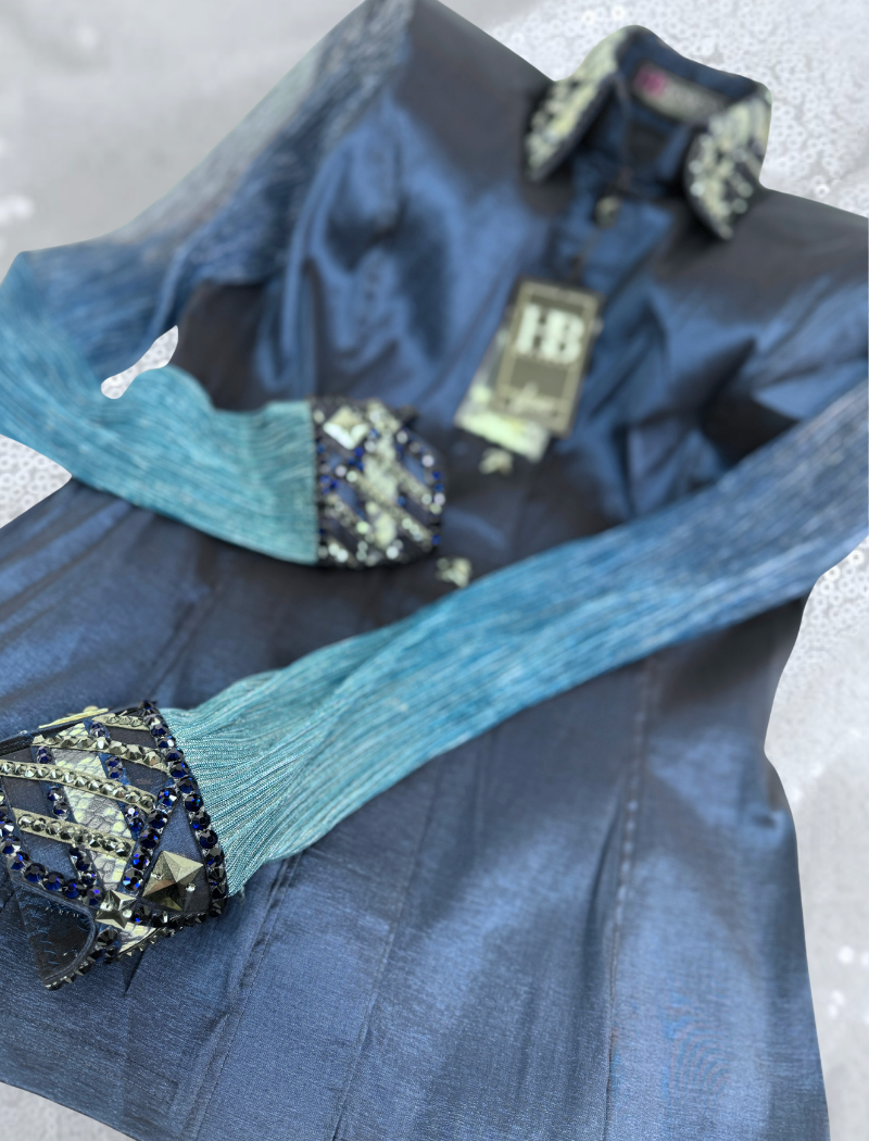 LUXE BREEZY Dark Denim / Navy Stretch Taffeta Day Shirt 1191