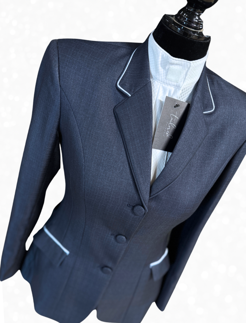 TAILORED Luster Denim Navy w/ Icey Blue Accents Hunt Coat #1020