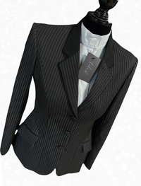 TAILORED Black w/ White Pinstripe Hunt Coat #1016