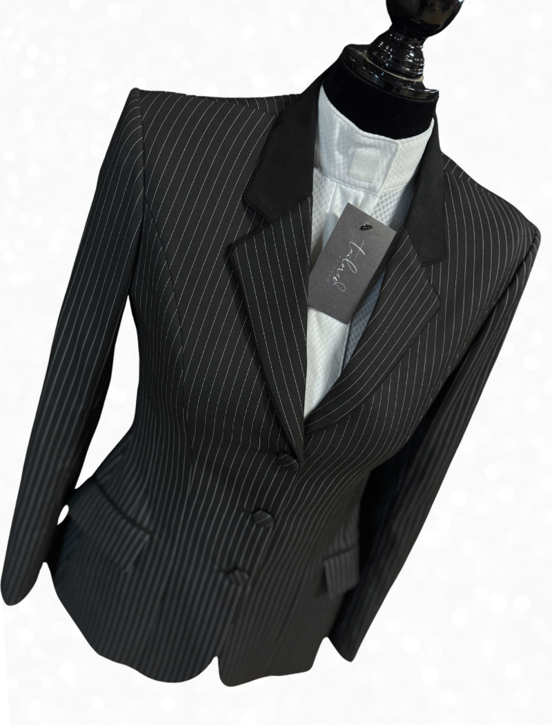 TAILORED Black w/ White Pinstripe Hunt Coat #1016