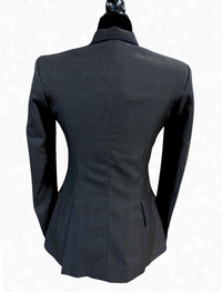 TAILORED Black w/ Royal Blue Plaid Hunt Coat #1017