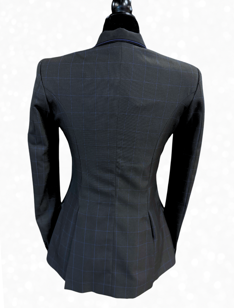 TAILORED Black w/ Royal Blue Plaid Hunt Coat #1017