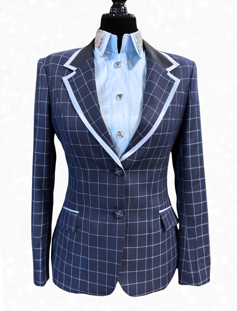 TAILORED Navy Plaid w/ Icey Blue Accents Showmanship Suit #3001
