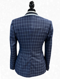 TAILORED Navy Plaid w/ Icey Blue Accents Showmanship Suit #3001