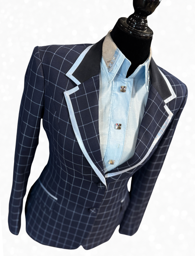 TAILORED Navy Plaid w/ Icey Blue Accents Showmanship Suit #3001