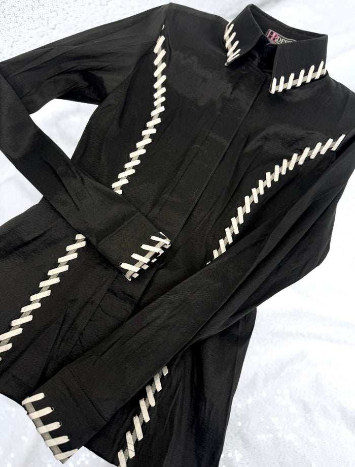 SOUTHWESTERN Black w/ Grey Whipstitch Stretch Taffeta Day Shirt