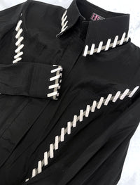 SOUTHWESTERN Black w/ Grey Whipstitch Stretch Taffeta Day Shirt