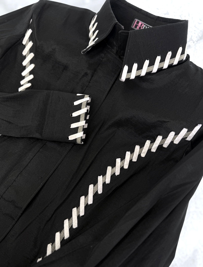 SOUTHWESTERN Black w/ Grey Whipstitch Stretch Taffeta Day Shirt