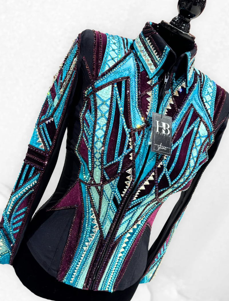 M/L Burgundy, Teal, Seafoam and Black Jacket 1004