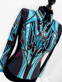 M/L Burgundy, Teal, Seafoam and Black Jacket 1004