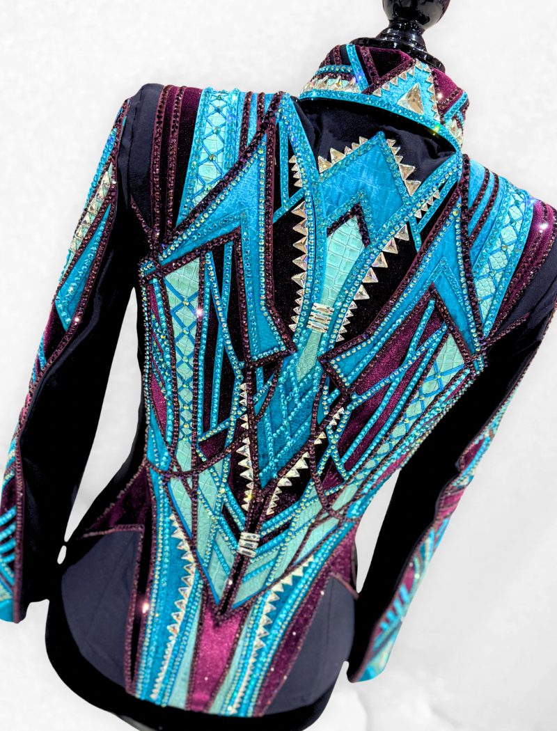 M/L Burgundy, Teal, Seafoam and Black Jacket 1004