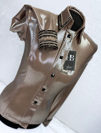 GLITZY Taupe Melted Metals w/ Black, Champagne and Rose Gold Stretch Day Shirt