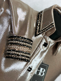 GLITZY Taupe Melted Metals w/ Black, Champagne and Rose Gold Stretch Day Shirt