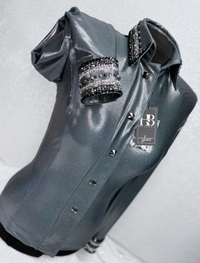 GLITZY Dark Silver Melted Metals Stretch Day Shirt