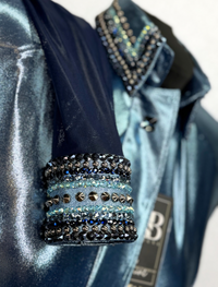 GLITZY BREEZY Steel Blue w/ Navy Melted Metals Stretch Day Shirt