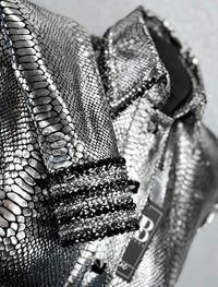 GLITZY Silver and Black Snakeskin Stretch Spandex Day Shirt