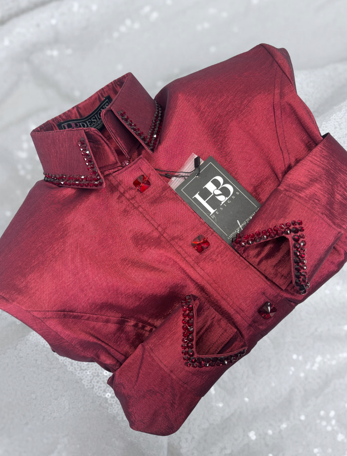 SIMPLY Iridescent Burgundy Stretch Taffeta Day Shirt