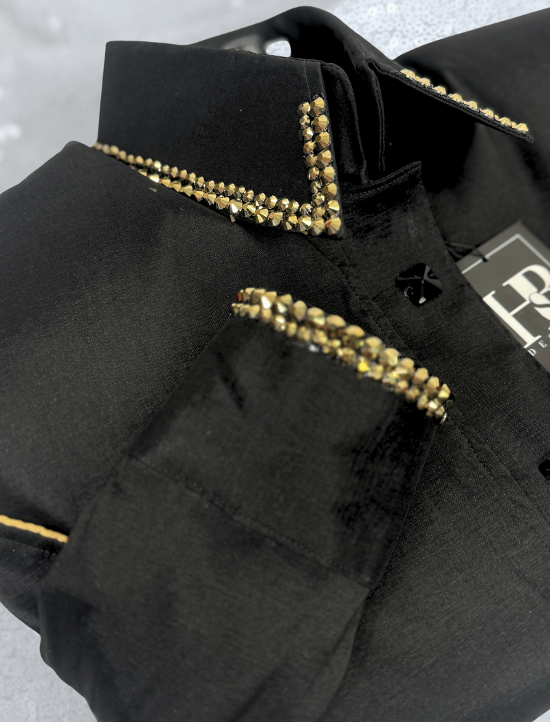 SIMPLY Black & Gold Stretch Taffeta Day Shirt