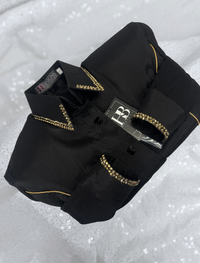 SIMPLY Black & Gold Stretch Taffeta Day Shirt