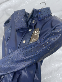 SIMPLY+ Navy Melted Metals Stretch Spandex Day Shirt