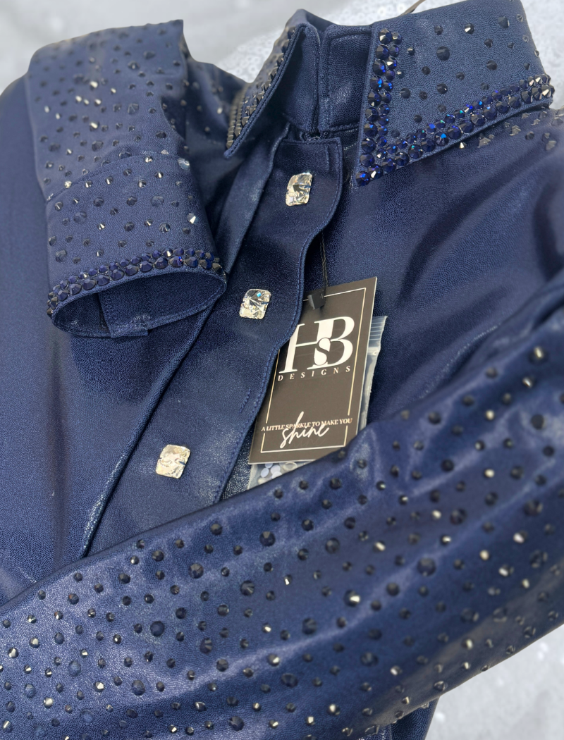 SIMPLY+ Navy Melted Metals Stretch Spandex Day Shirt