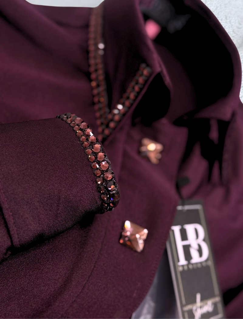 SIMPLY Aubergine Shiny Spandex Day Shirt 1153