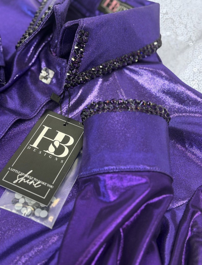 SIMPLY BREEZY Royal Purple Melted Metals Spandex Day Shirt 1397