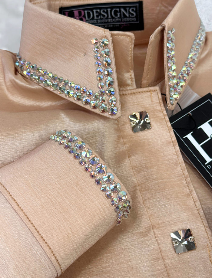 SIMPLY Beige Stretch Taffeta Day Shirt 1394